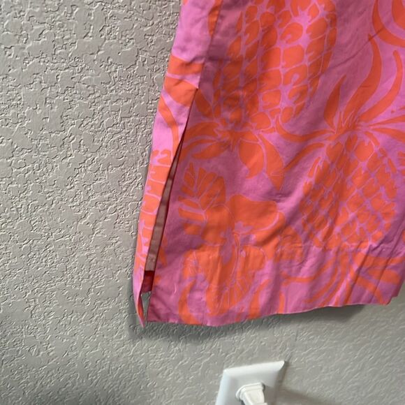 LILLY PULITZER Pink and Orange Floral Dress, Side Slits, Split Neckline, Size 6 - Picture 6 of 8